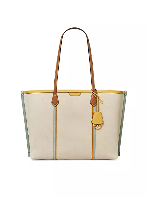 tory burch perry canvas small triple-compartment tote