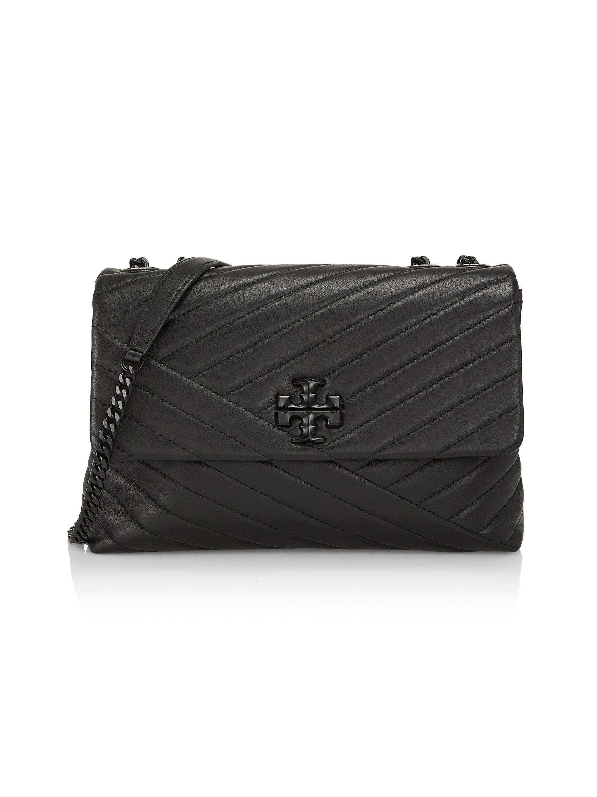 Tory Burch Women's Kira Chevron Powder Coated Convertible Shoulder Bag - Black Silver