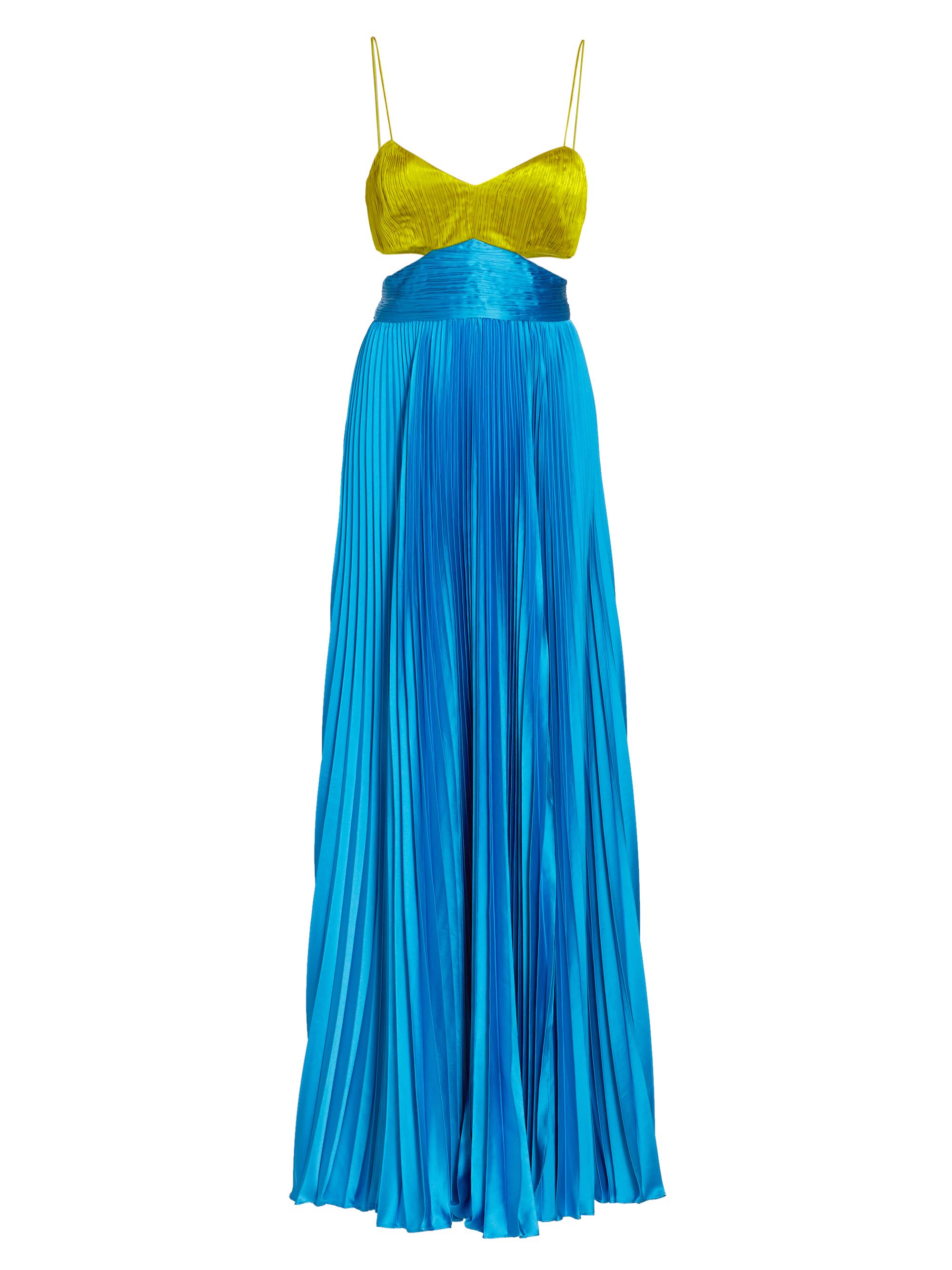 Amur Women's Elodie Pleated Cut-Out Gown - Citrine Green Aquarius