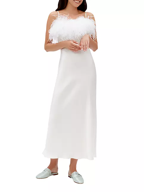 White Ostrich Feather Dresses Ladies Women Elegant With Feather Evening  Dinner Party Dress - Buy Ostrich Feather Dresses,Ladies Women Elegant