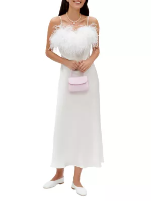 White Ostrich Feather Dress