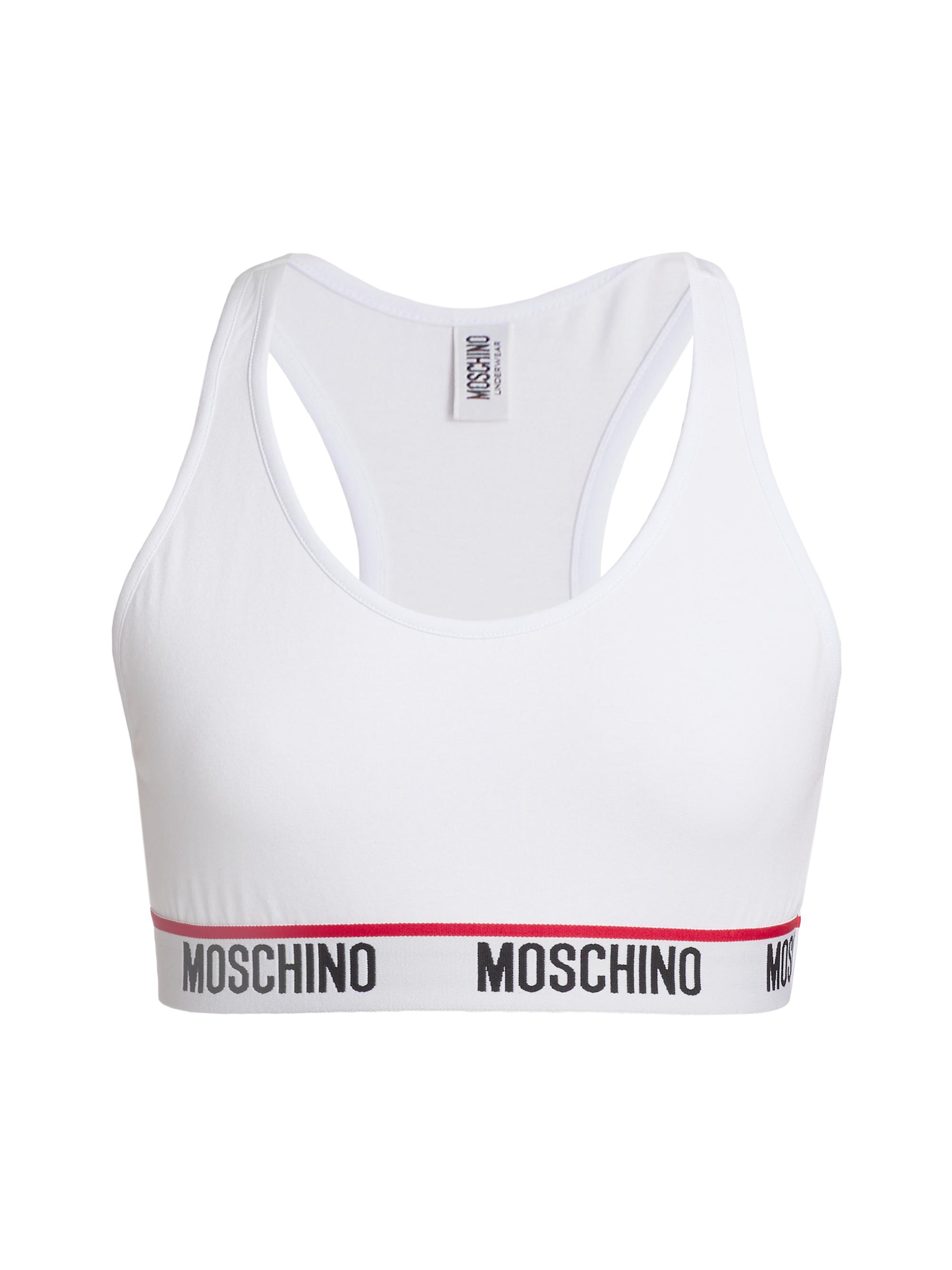 Moschino Women's Core Logo Tape Sports Bra - White