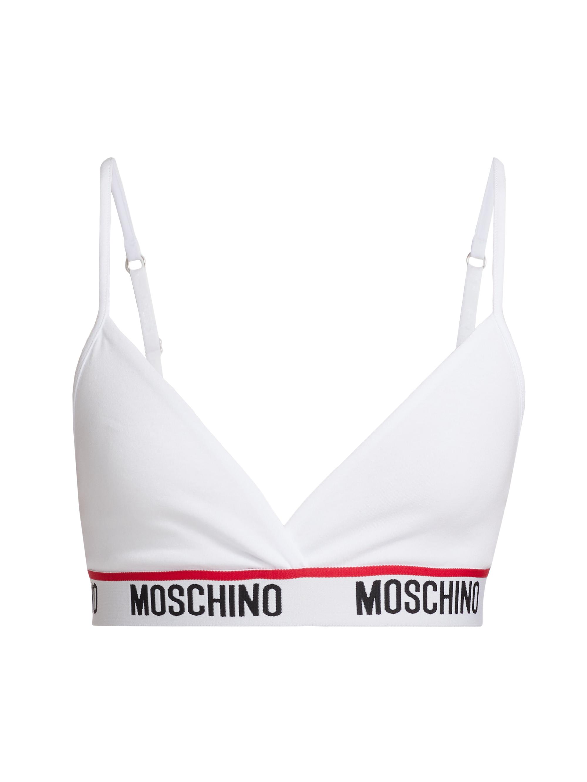 Moschino Women's Core Logo Band Triangle Bralette - White