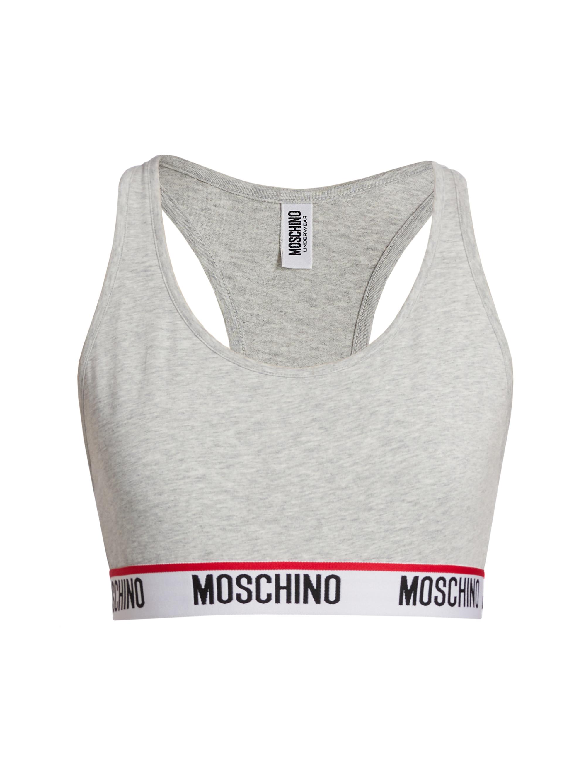 Moschino Women's Core Logo-Hem Sports Bra - Grey