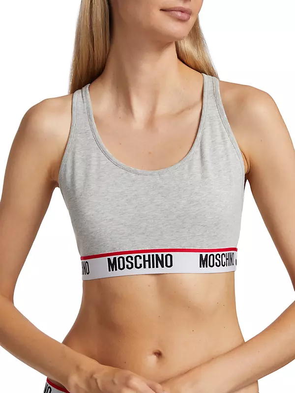 Shop Moschino Core Logo-Hem Sports Bra