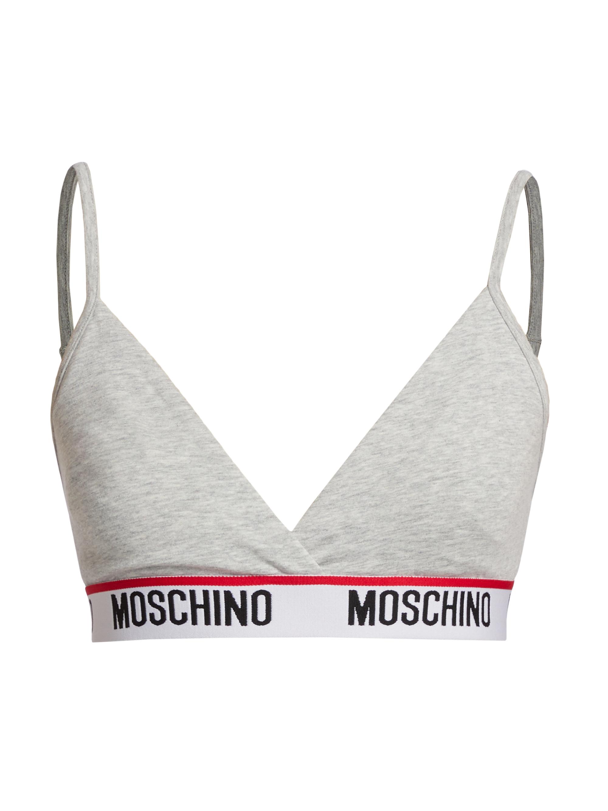 Moschino Women's Core Logo Band Triangle Bralette - Grey