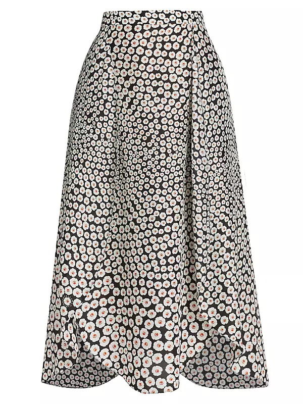 Floral & Logo Print Midi-Skirt