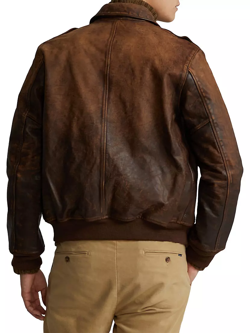 Shop Polo Ralph Lauren A2 Leather Bomber Jacket