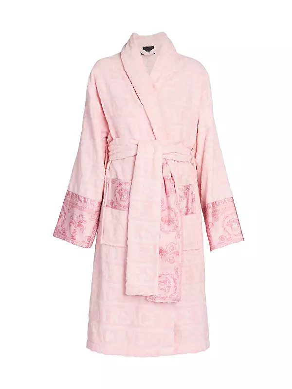 Versace logo-embossed Cotton Bath Robe - Pink