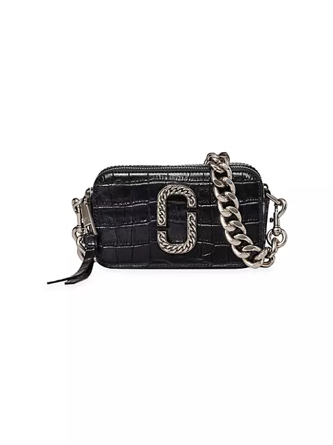 Shop Marc Jacobs The Snapshot Croc-Embossed Leather Camera Bag