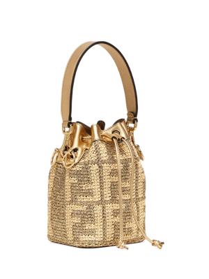 MINI MON TRESOR RAFFIA CROCHET BUCKET BAG