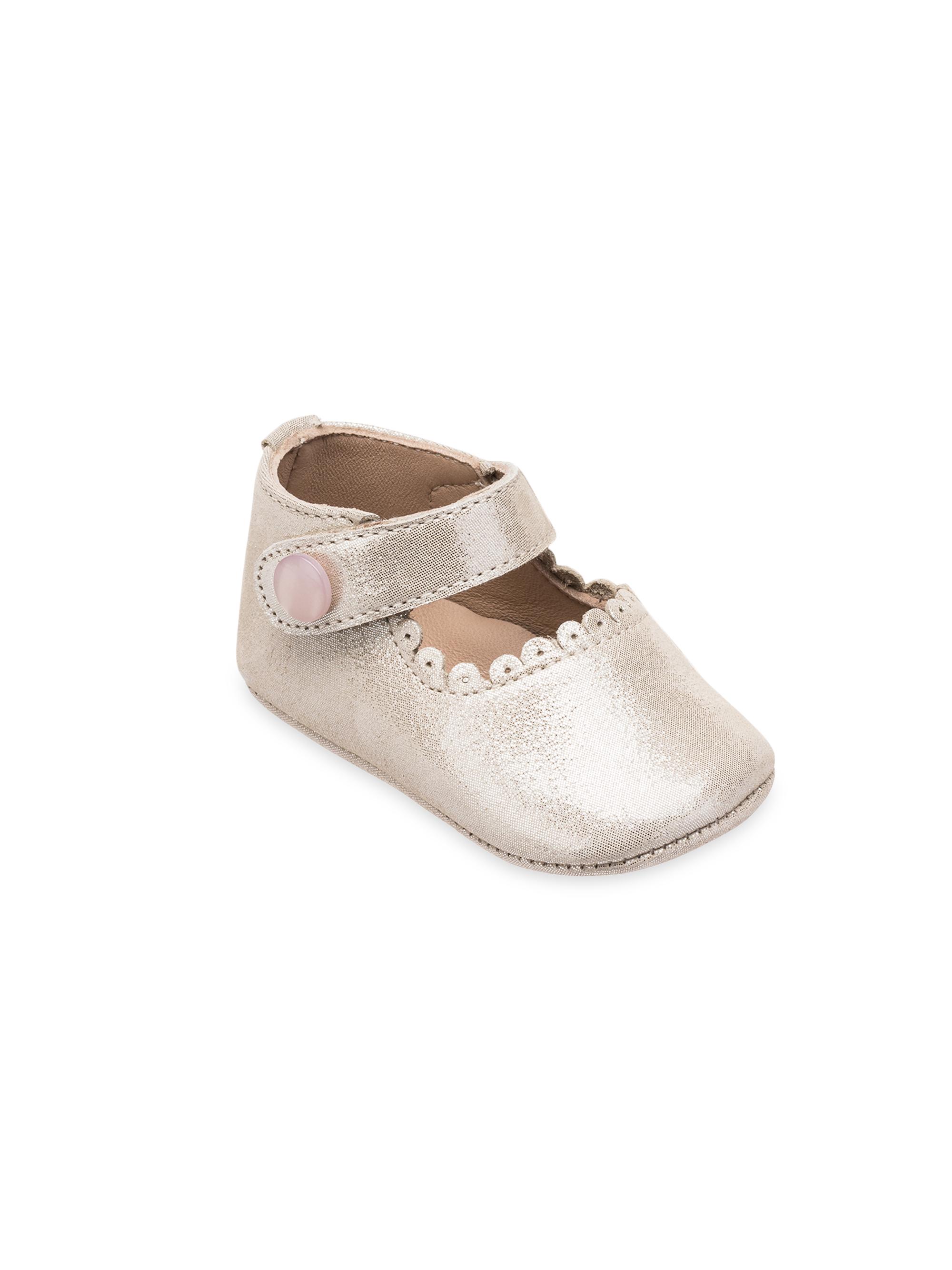 Elephantito Baby Girl's Metallic Leather Mary Janes - Talc 4 (Baby)
