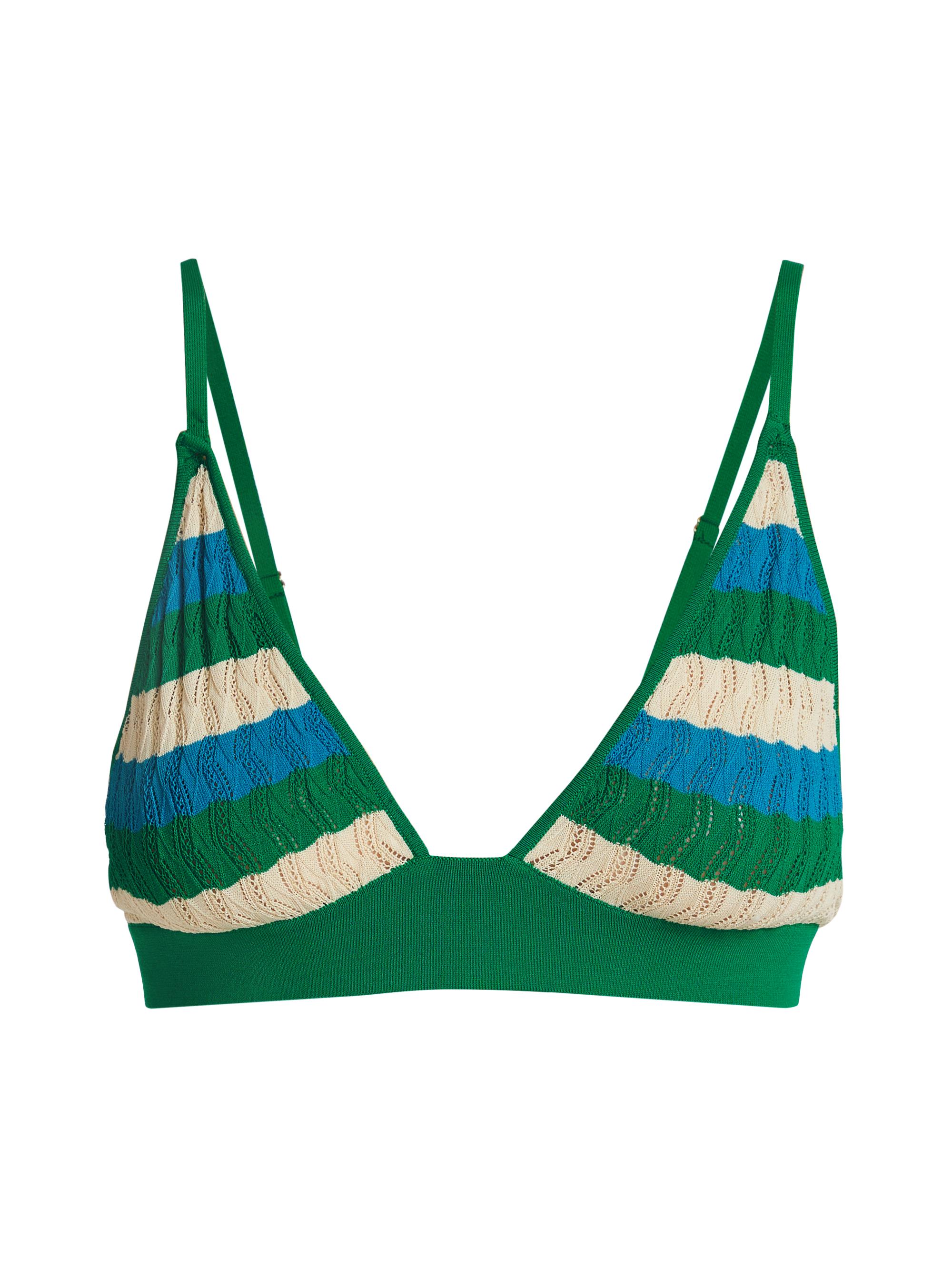 Dodo Bar Or Women's Mery Pointelle Striped Bra - Turquoise Green Combo