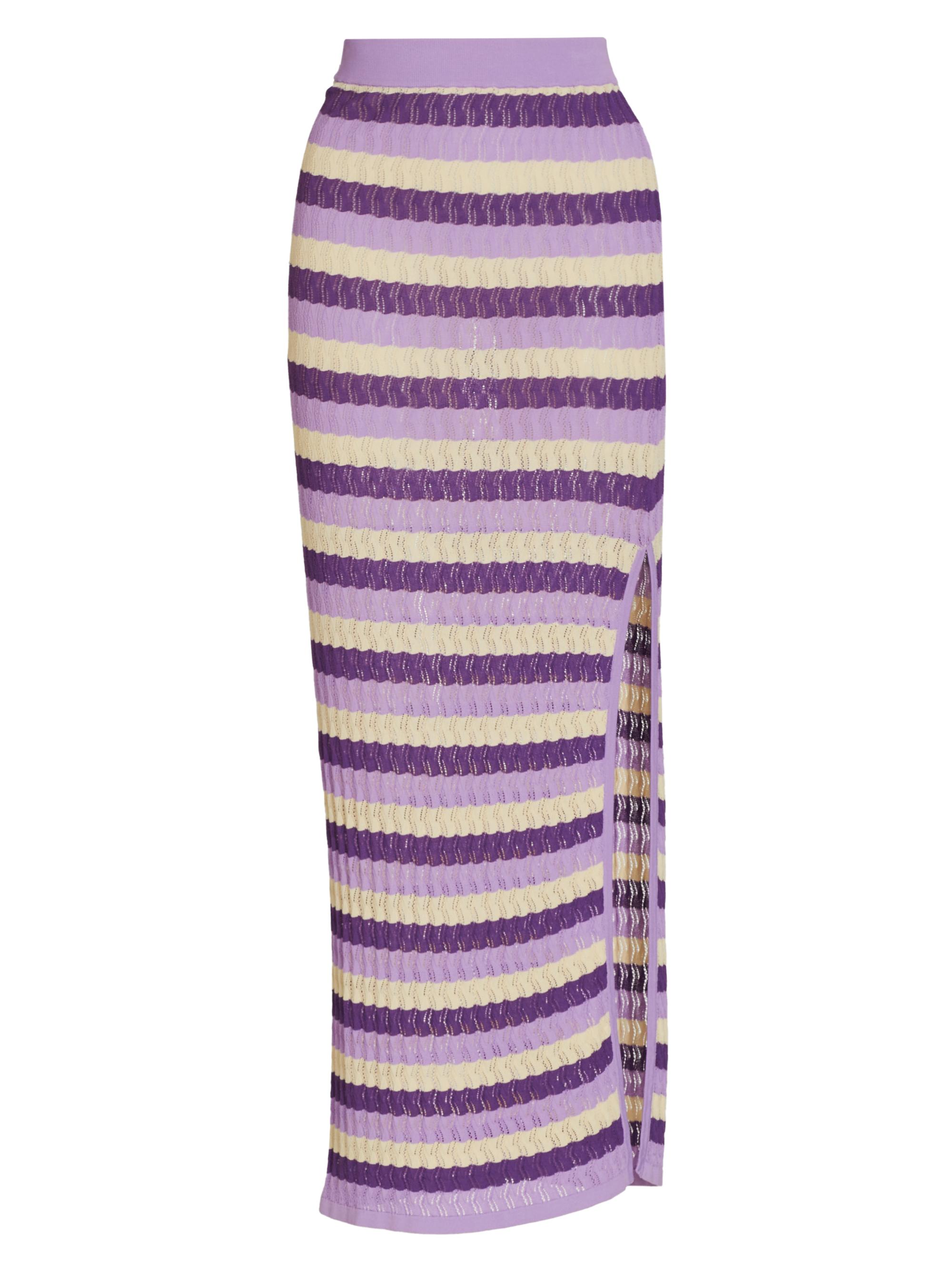 Dodo Bar Or Women's June Striped Pointelle Knit Maxi skirt - Purple Combo