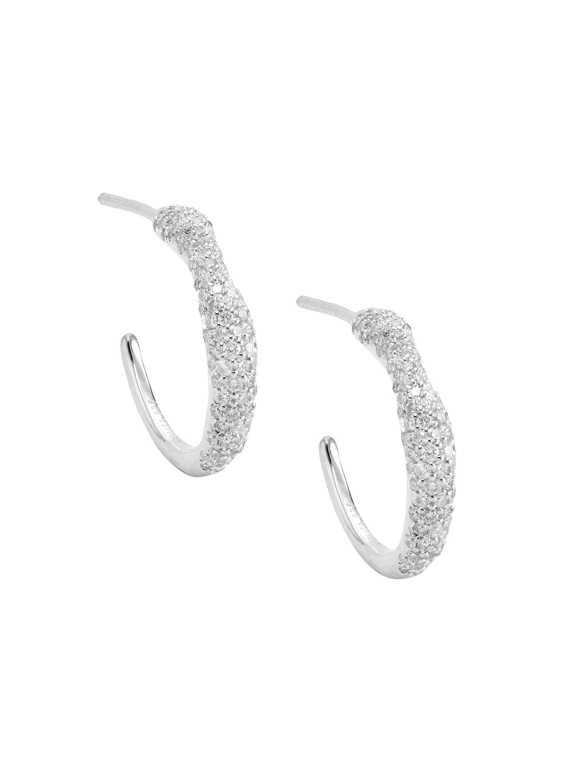 Ippolita Women's Stardust Squiggle Silver & Diamond Hoop Earrings - Silver