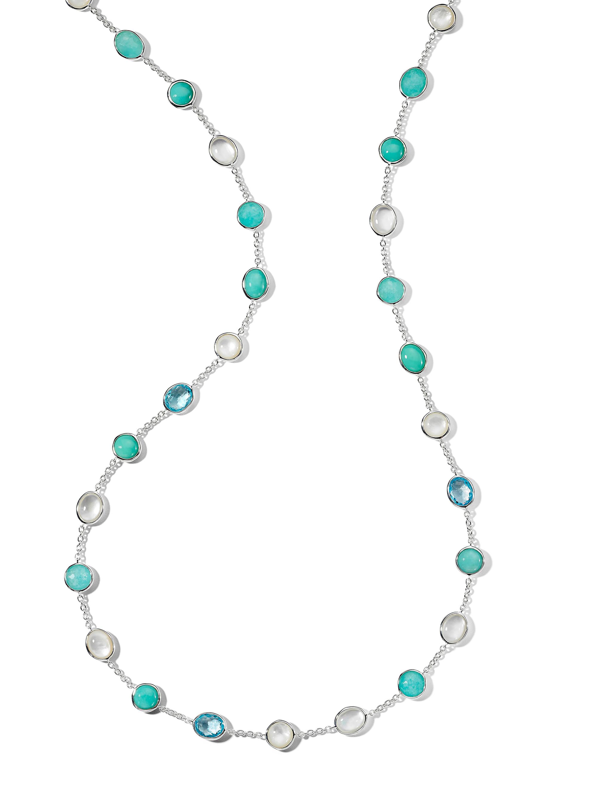 Ippolita Women's 925 Rock Candy Luce Sterling Silver 7-Stone Cascata Station Necklace - Silver