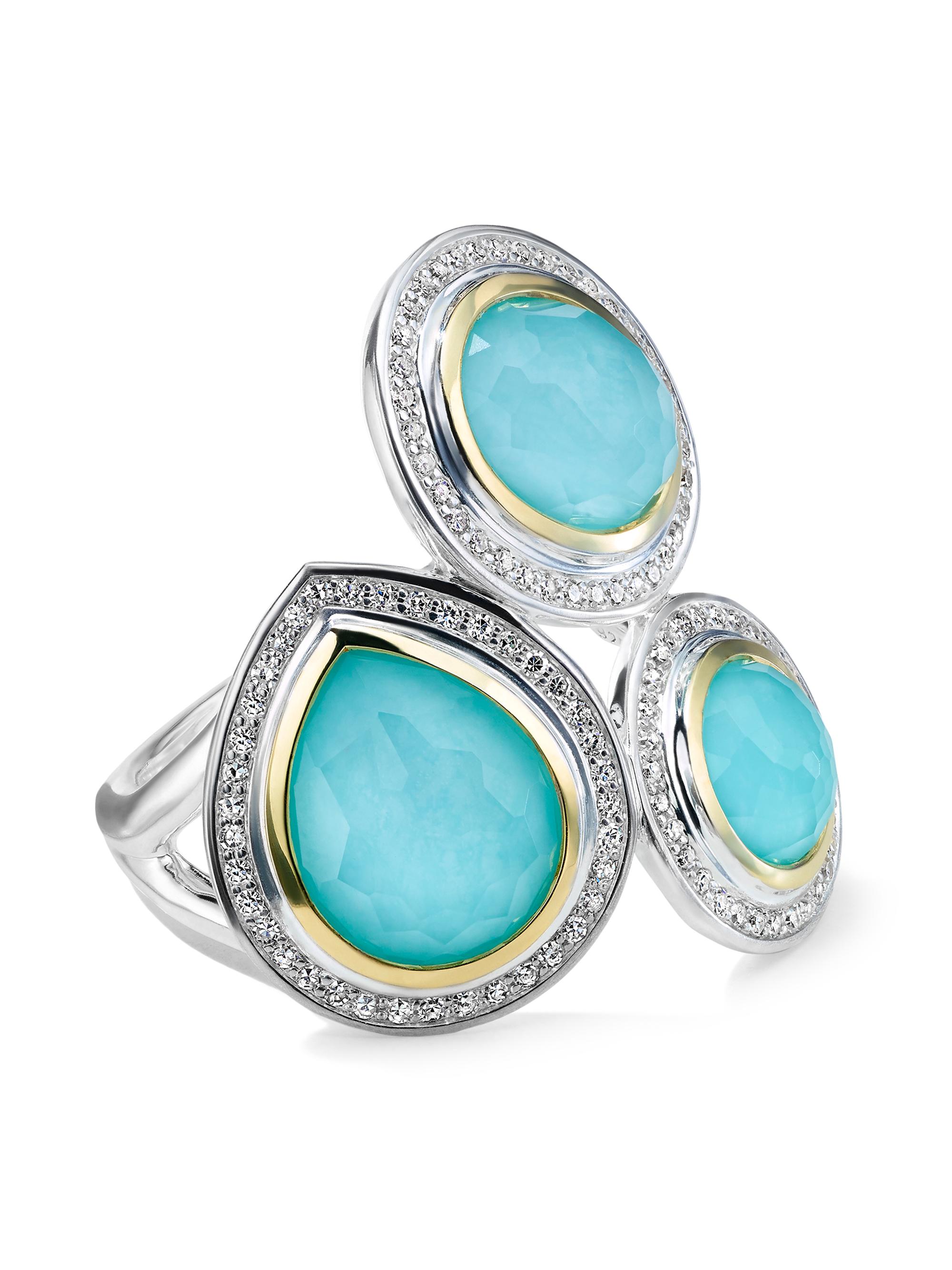 Ippolita Women's 2T Rock Candy 3-Stone 18K Gold, Sterling Silver, Turquoise & Diamond Ring - Silver