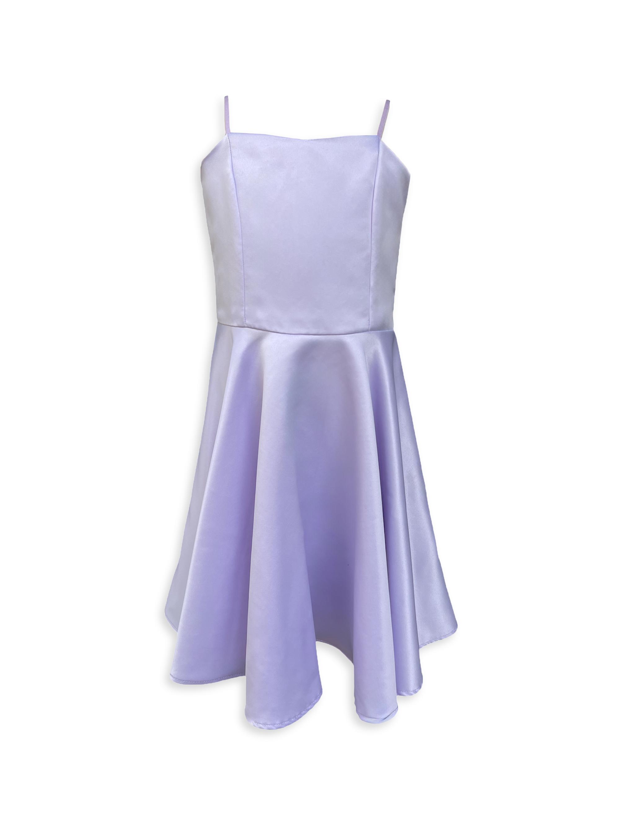 Un Deux Trois Girl's Fit-&-Flare Satin Dress - Lilac