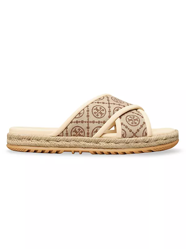 Tory Burch Weaver Multi Tan and Light Almond Leather Flat Sandals w/Tassels  5 US at FORZIERI