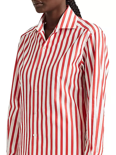 Gucci Striped Red White Dress Shirt Size 43 / 17 U.S. Slim