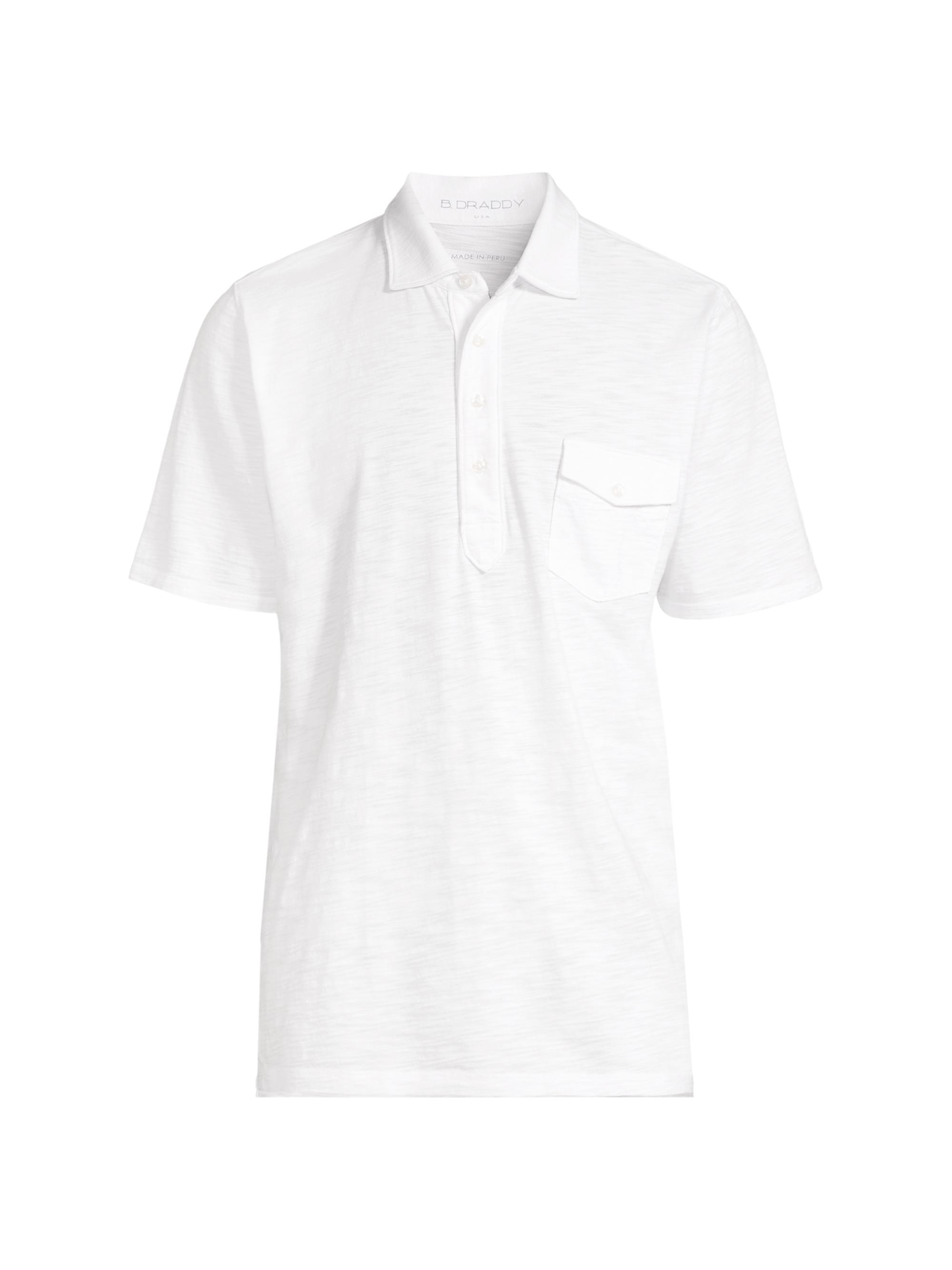 B Draddy Men's Graham Linen Polo Shirt - Linen White