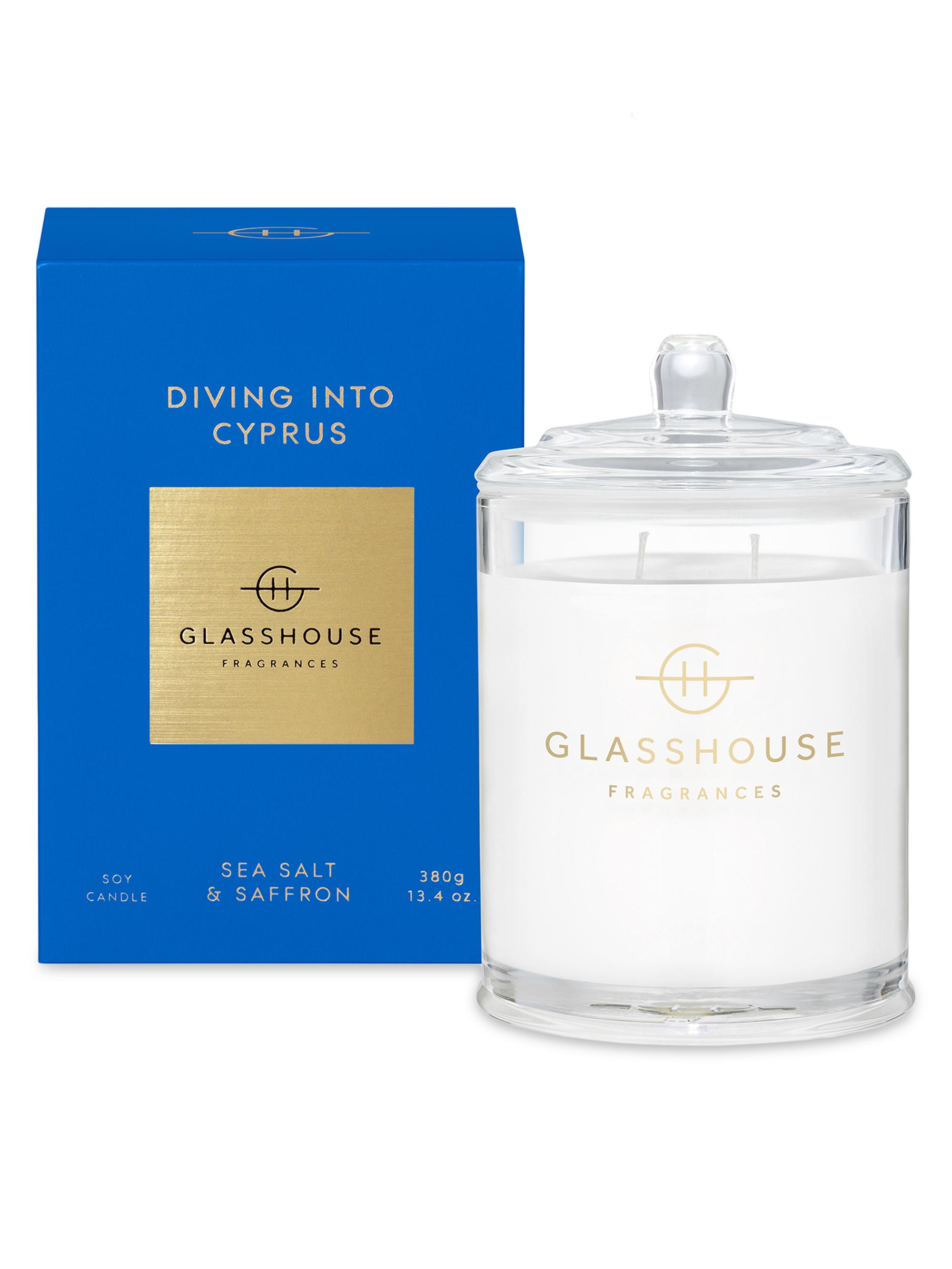 Glasshouse Fragrances Diving Into Cyprus Soy Candle 8.5 oz. & Above