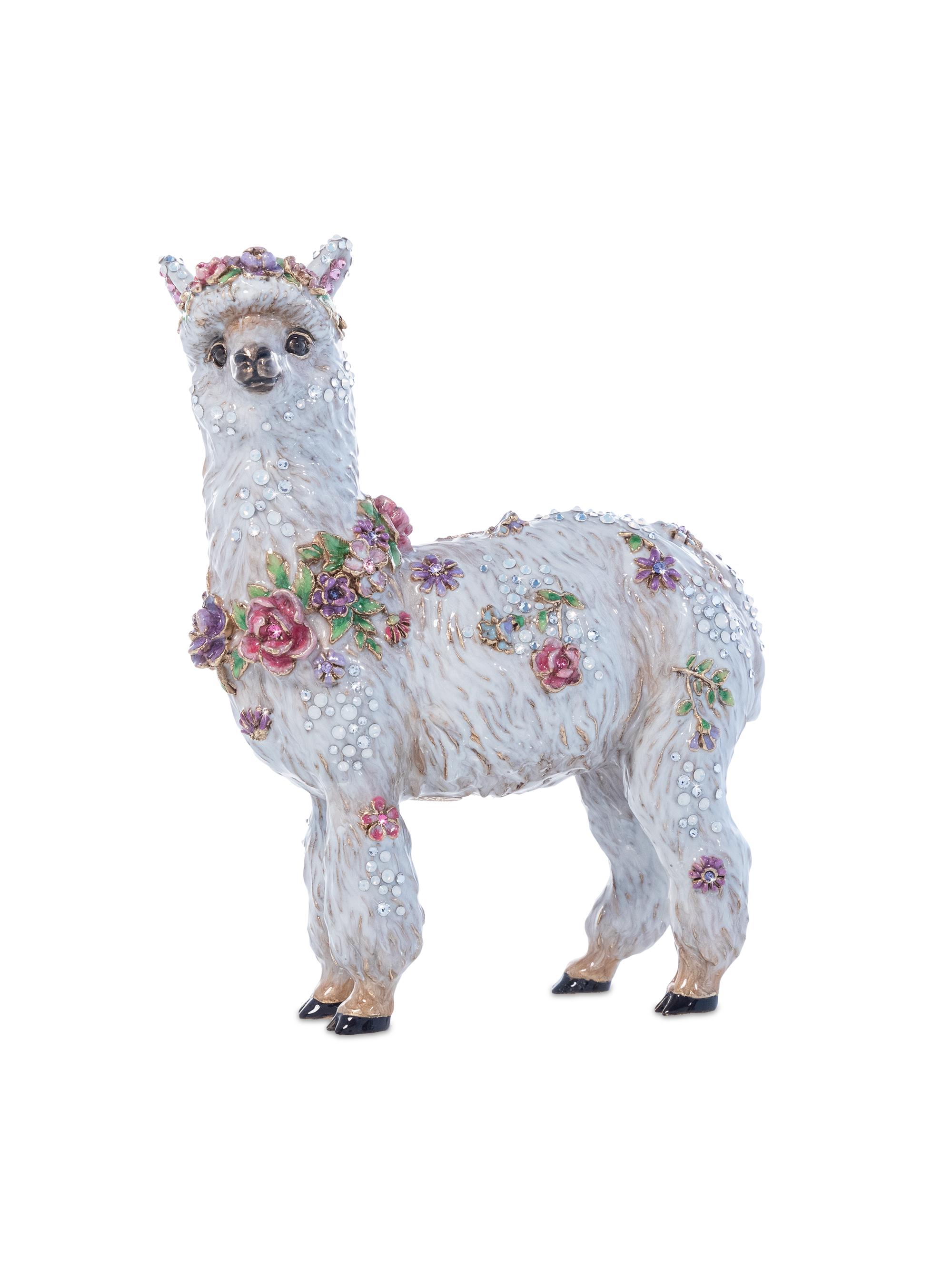 Jay Strongwater Flora & Fauna Arlo Flowery Llama Sculpture - White