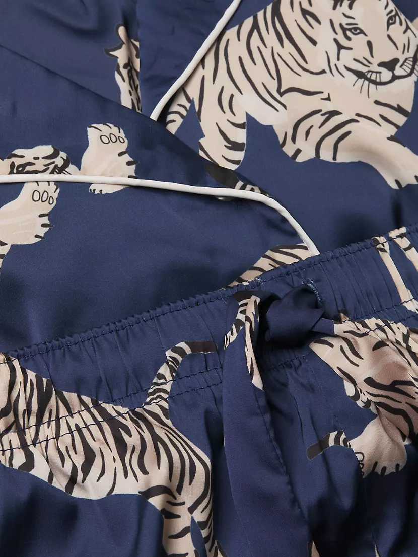 Felina Adrienne Print Satin Pajamas In Tiger