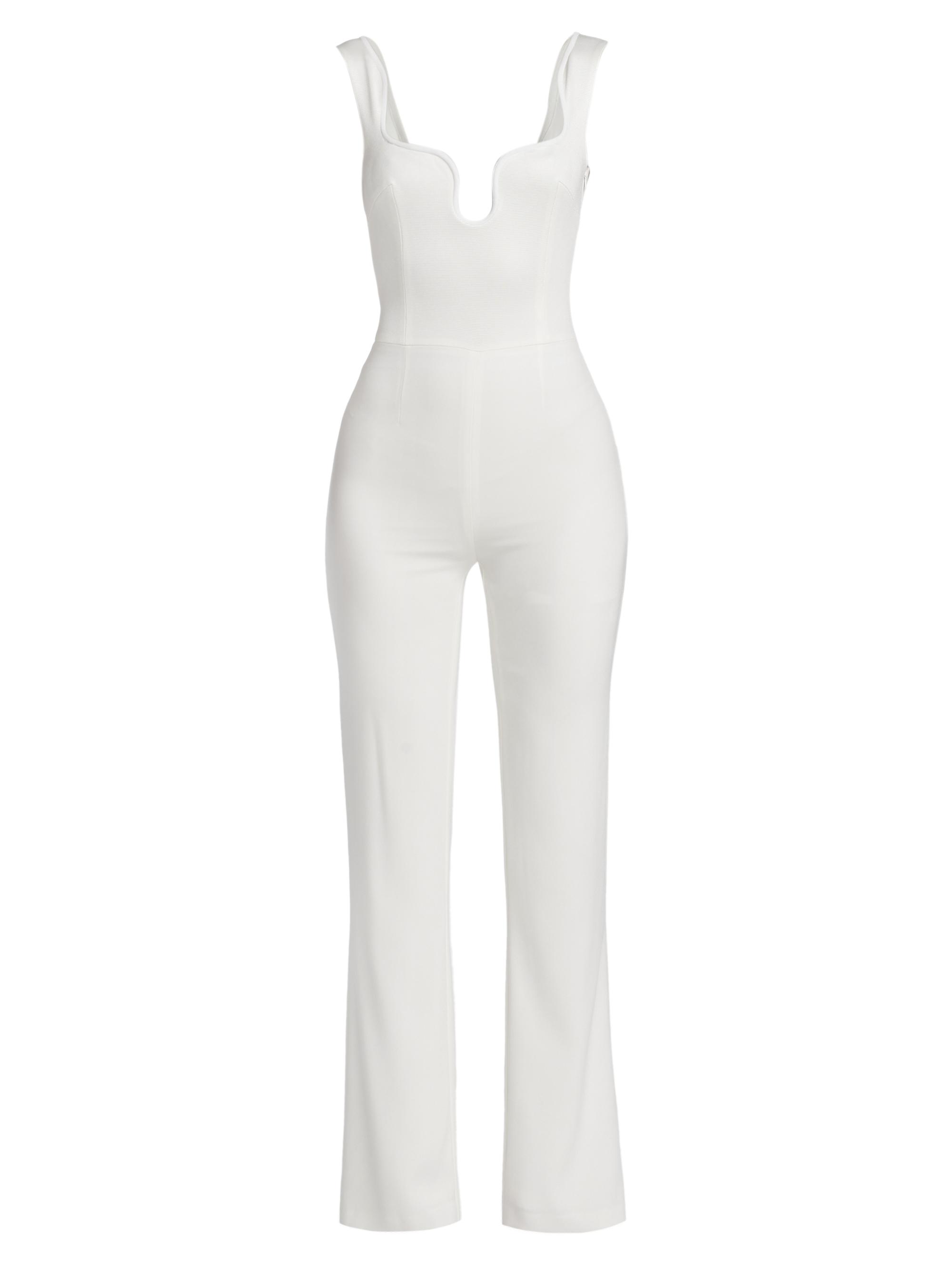 Galvan London Women's Barcelona Sleeveless Flared Jumpsuit - White - Women's Clothing