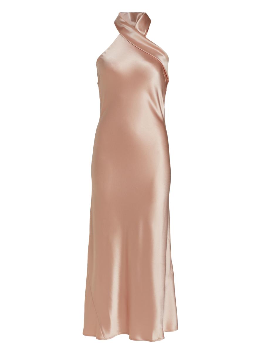 Galvan London Pandora Satin Halterneck Midi-Dress | Saks Fifth Avenue