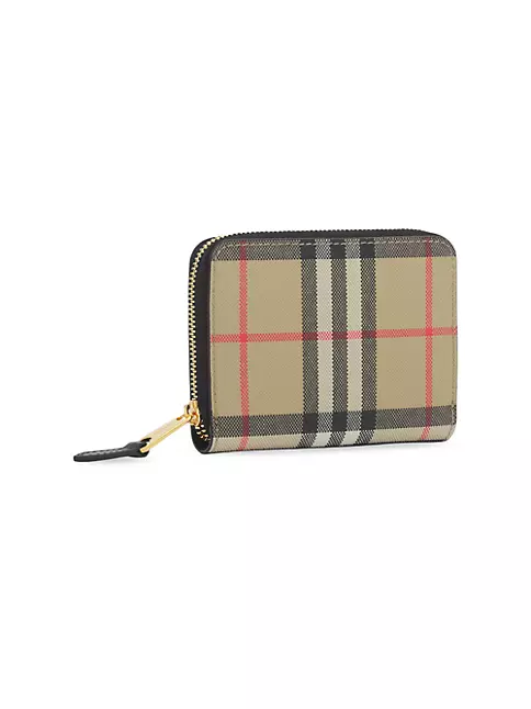 BURBERRY: Vintage Check wallet in coated cotton - Beige