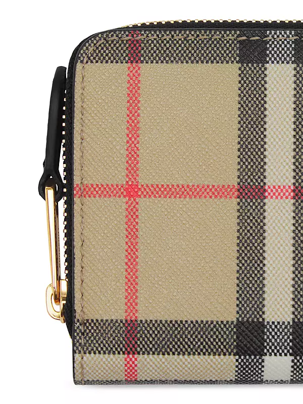 Burberry Women's Plaid Zip-Around Wallet ($399) ❤ liked on Polyvore  featuring bags, wallets, unknown, burber…