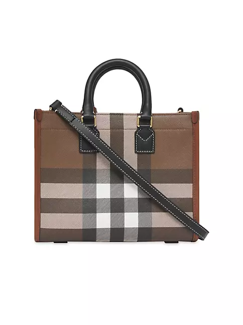 Check E-Canvas Tote Bag in Brown Burberry
