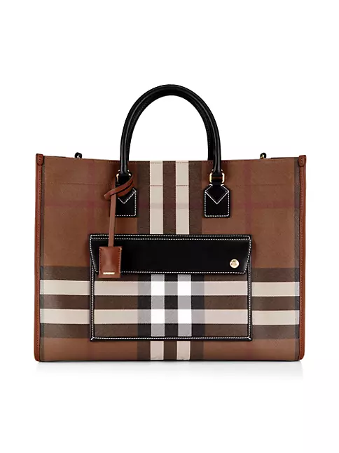 Burberry Beige House Check Coated Canvas Shopping Tote Medium