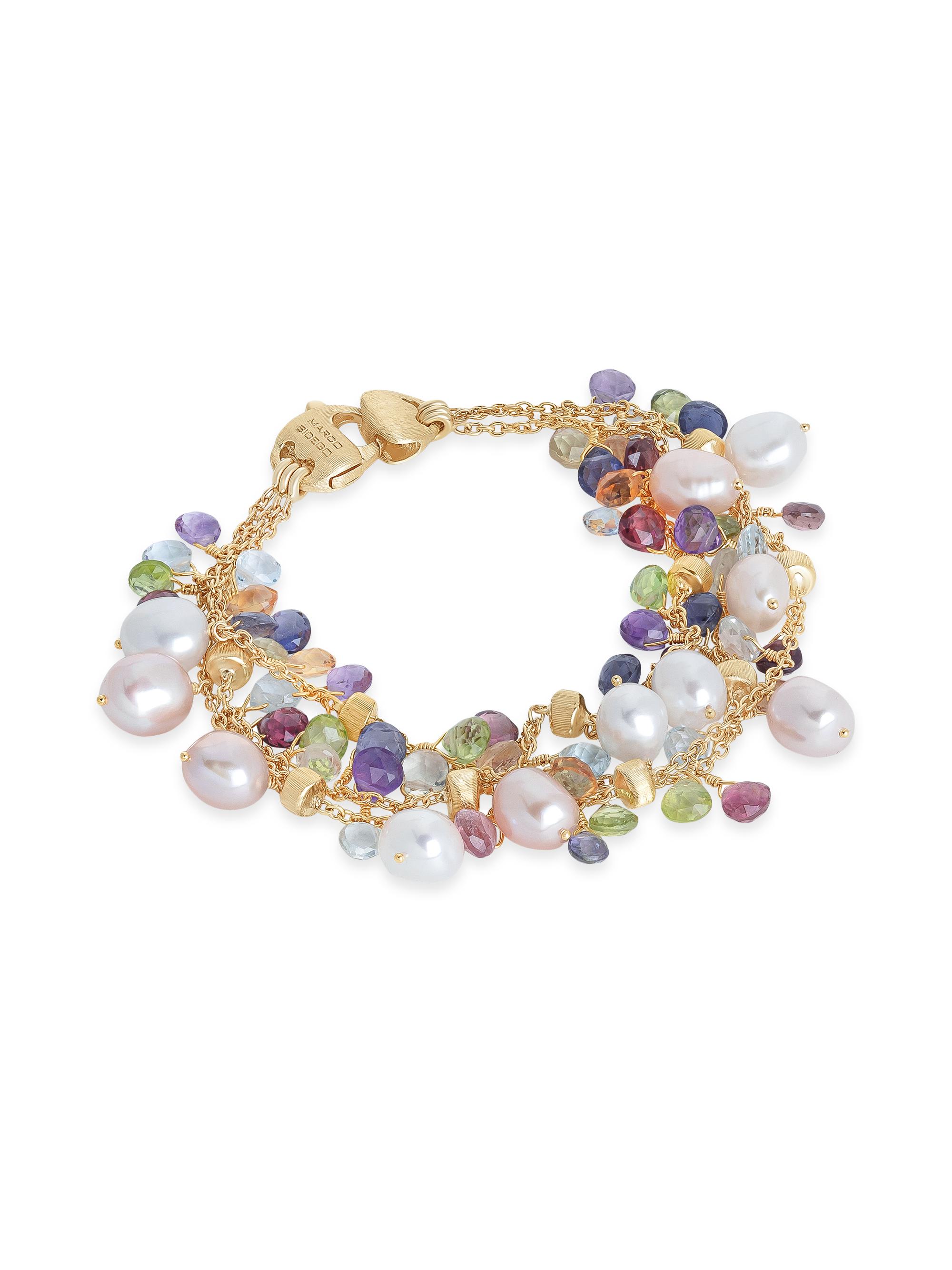 Marco Bicego Women's Paradise 18K-Yellow-Gold, Pearl, and Mixed-Gemstone Three-Strand Bracelet