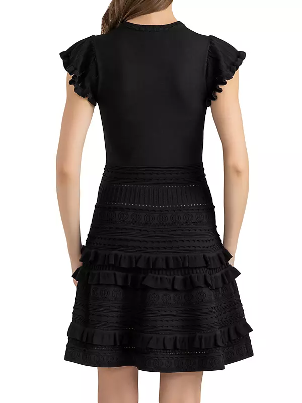 Sofie Black Sequin Knit Strapless Mini Dress