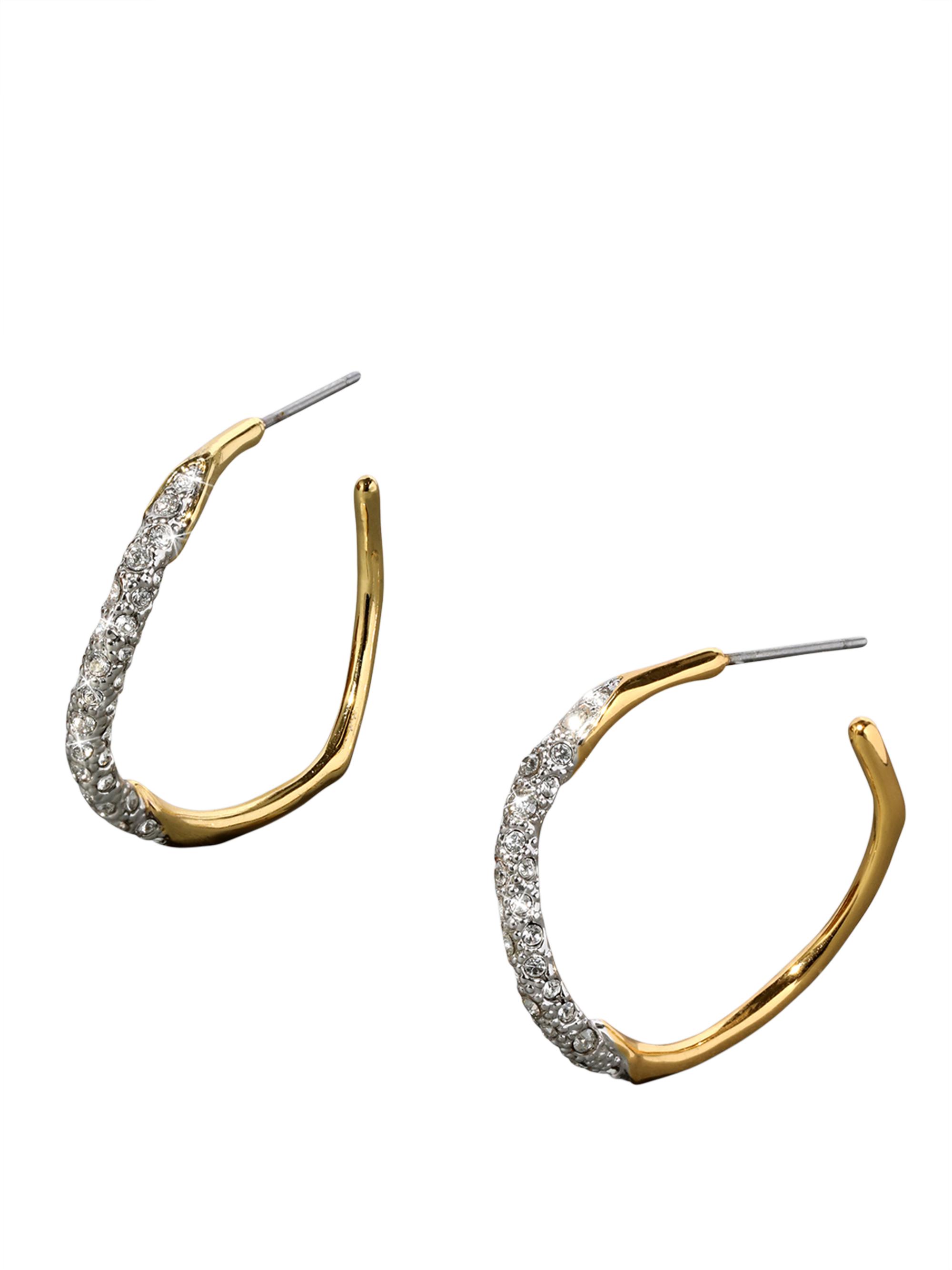 Alexis Bittar Women's  14K Goldplated & Rhodium-Plated Crystal Pavé Hoop Earrings - Champagne