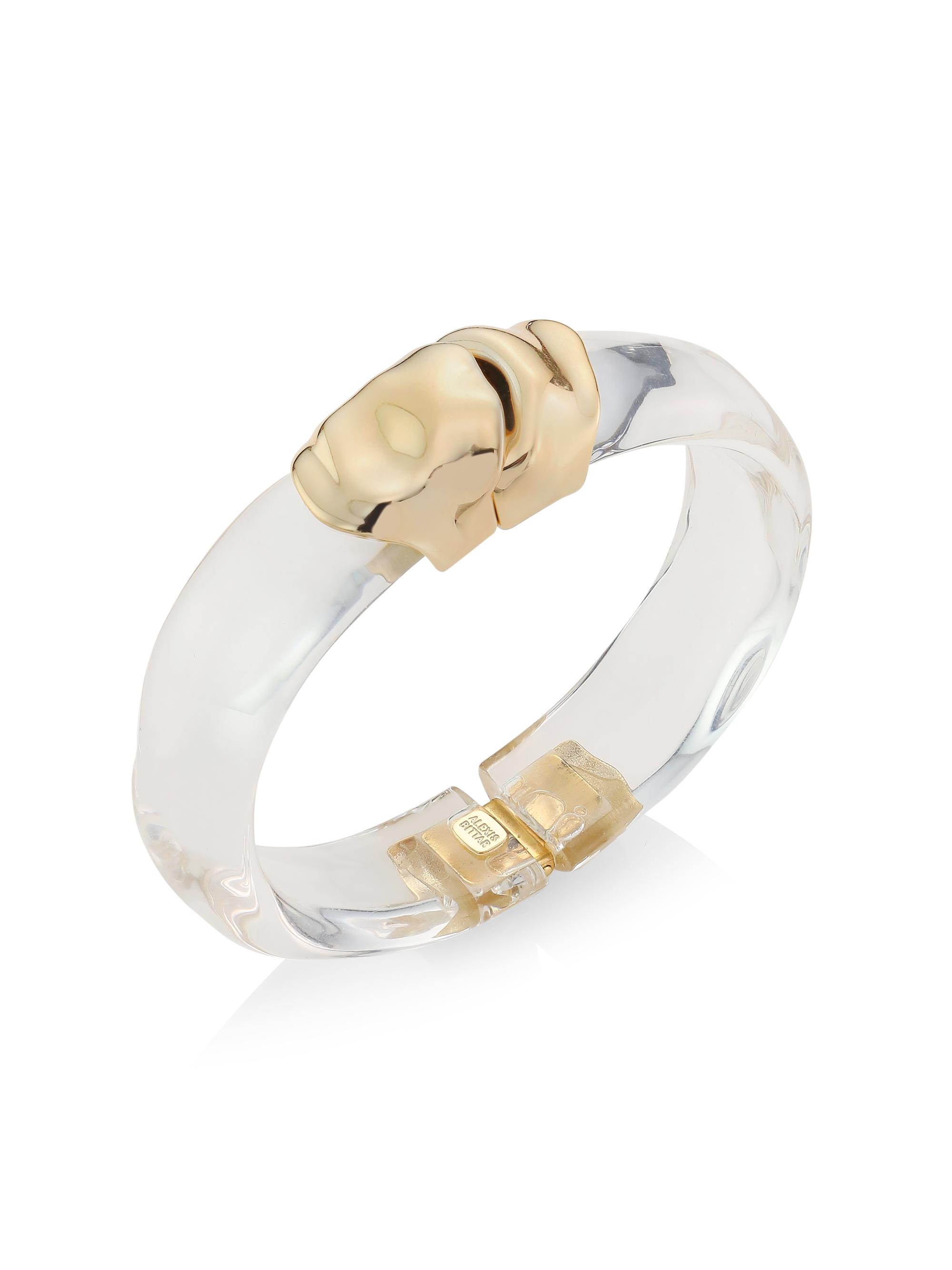 Alexis Bittar Women's Molten 14K Goldplated Hinged Lucite Bracelet - Clear