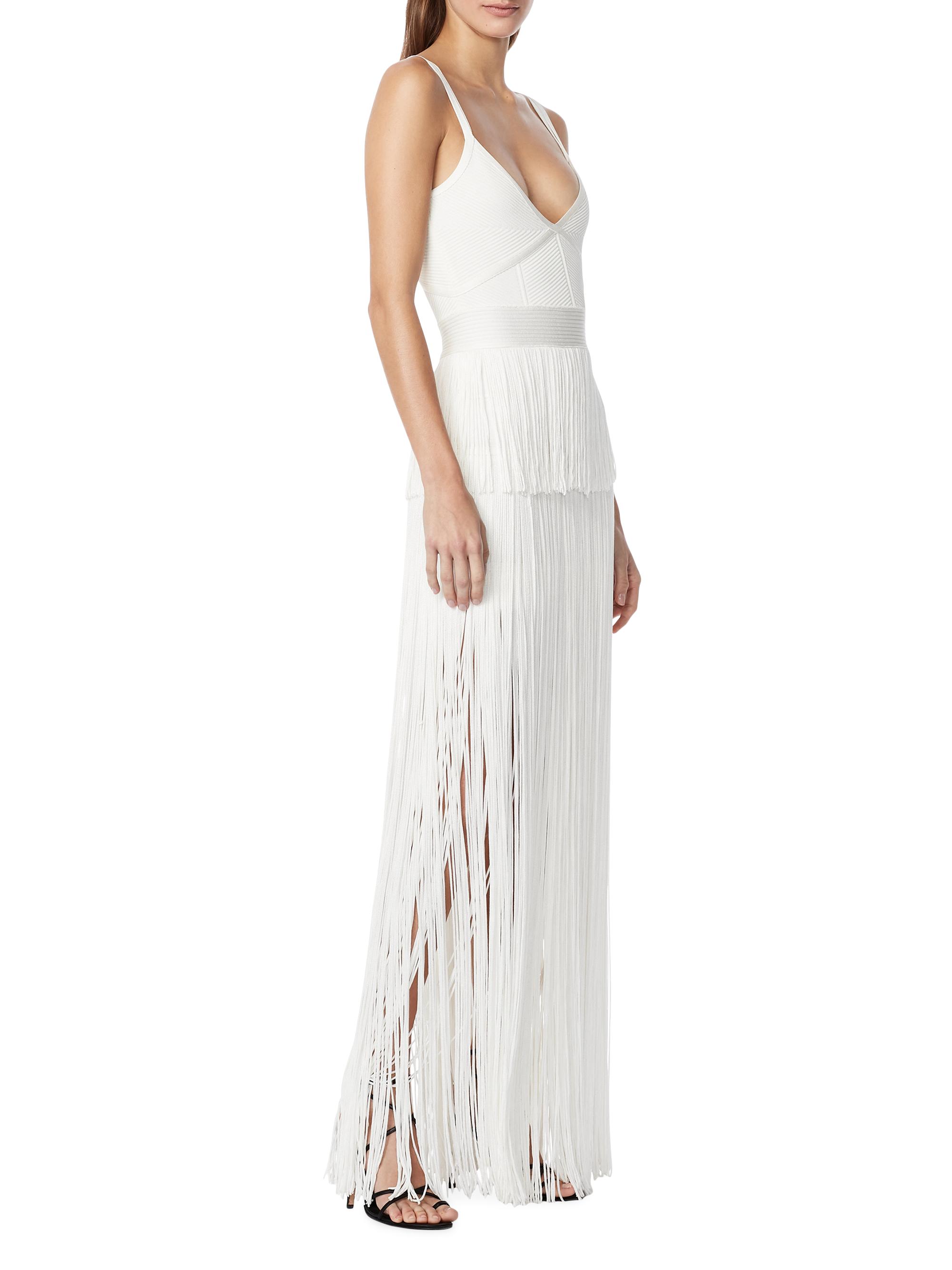 Herv Lger Strappy Ottoman Fringe Gown | Saks Fifth Avenue