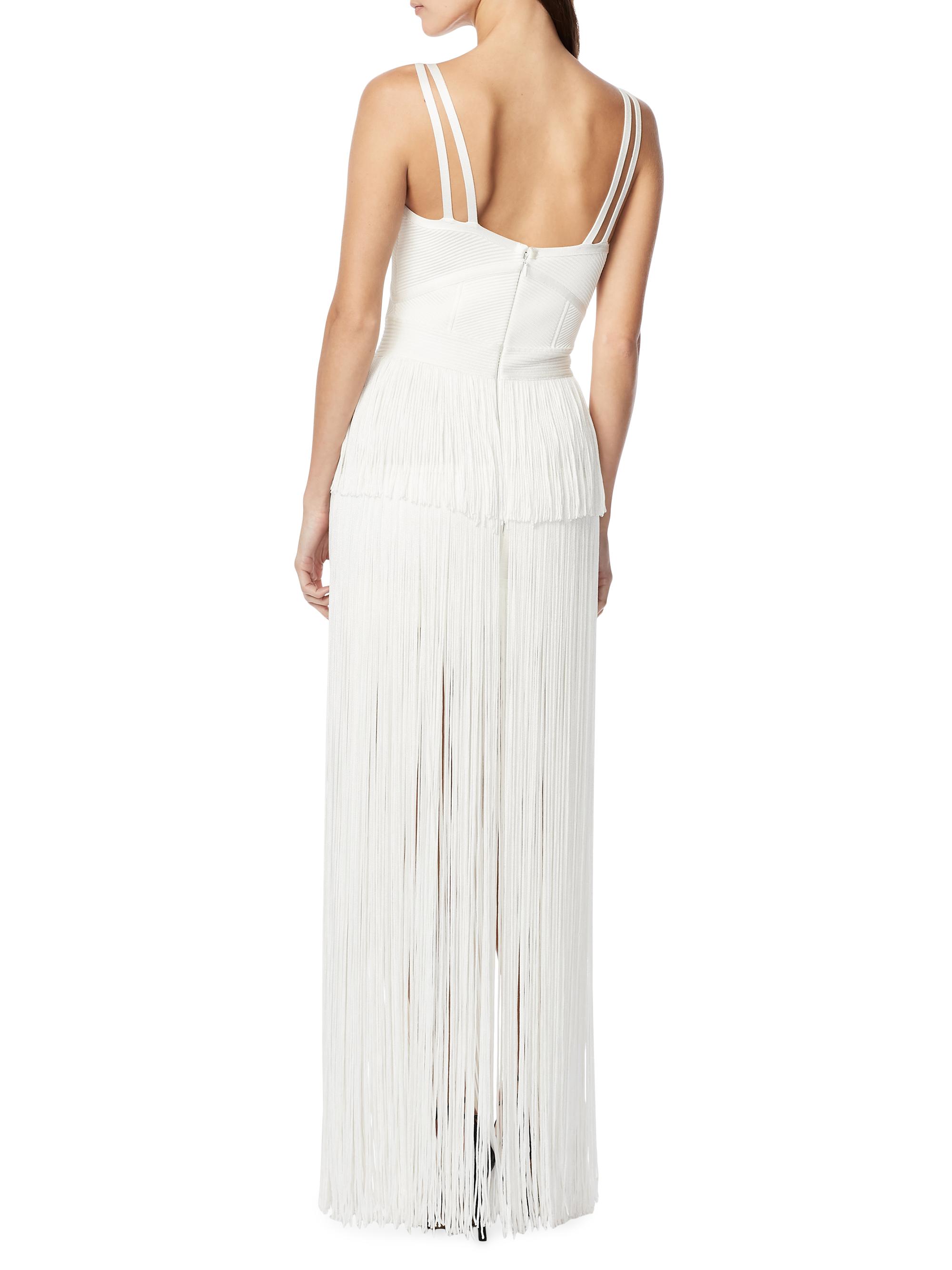 Hervé Léger Strappy Ottoman Fringe Gown Saks Fifth Avenue