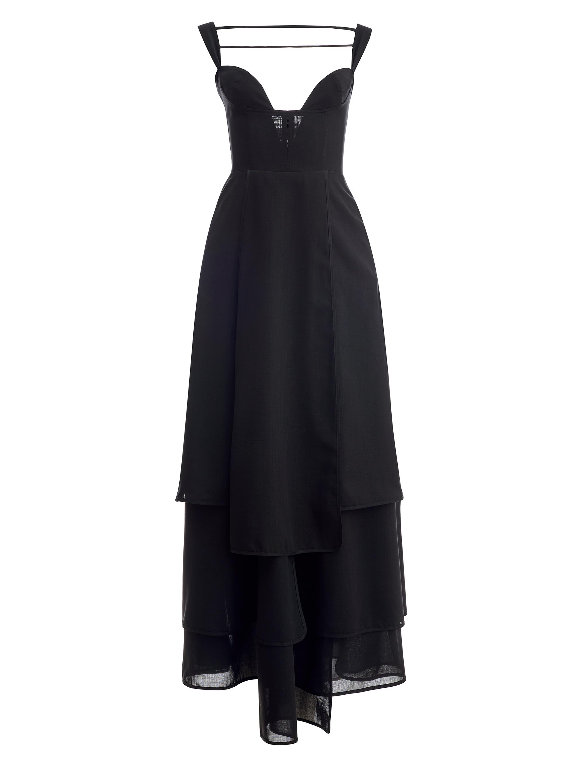 A.W.A.K.E. Mode Women's Multi-Panel Tiered Dress - Black