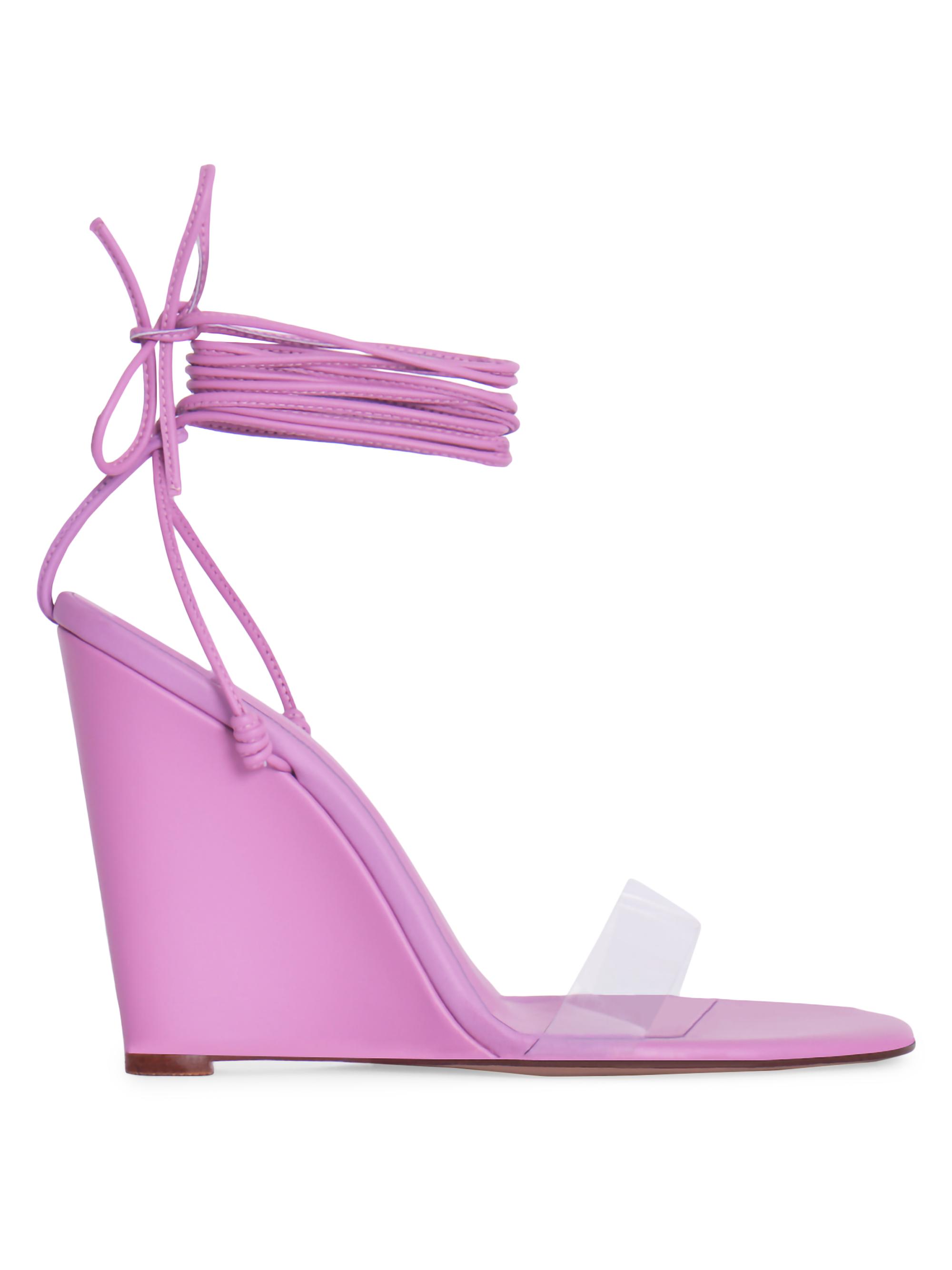 Andrea Wazen Women's Clara PVC & Leather Wedge Sandals - Lavender