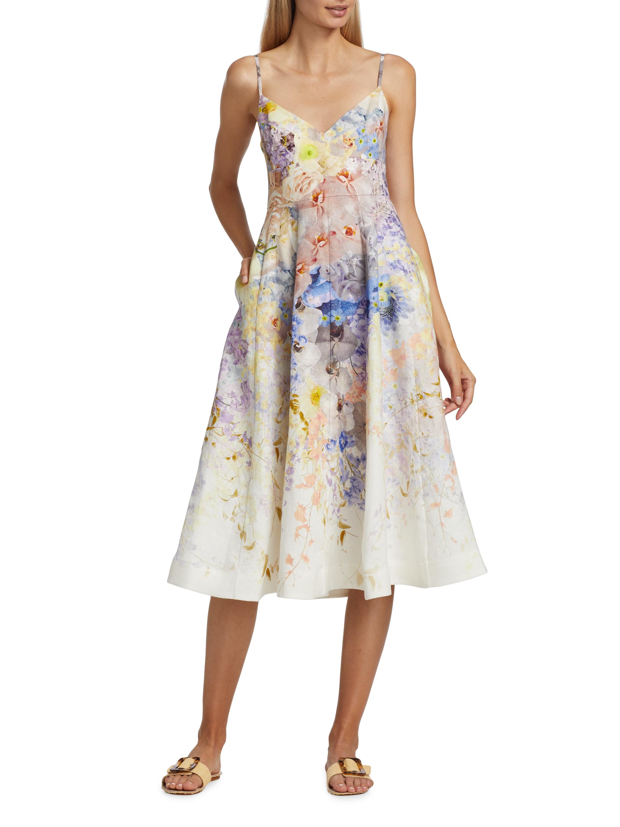 zimmermann rhythmic shirred midi dress ZIMMERMANN Rhythmic Shirred Floral-Print Midi Dress