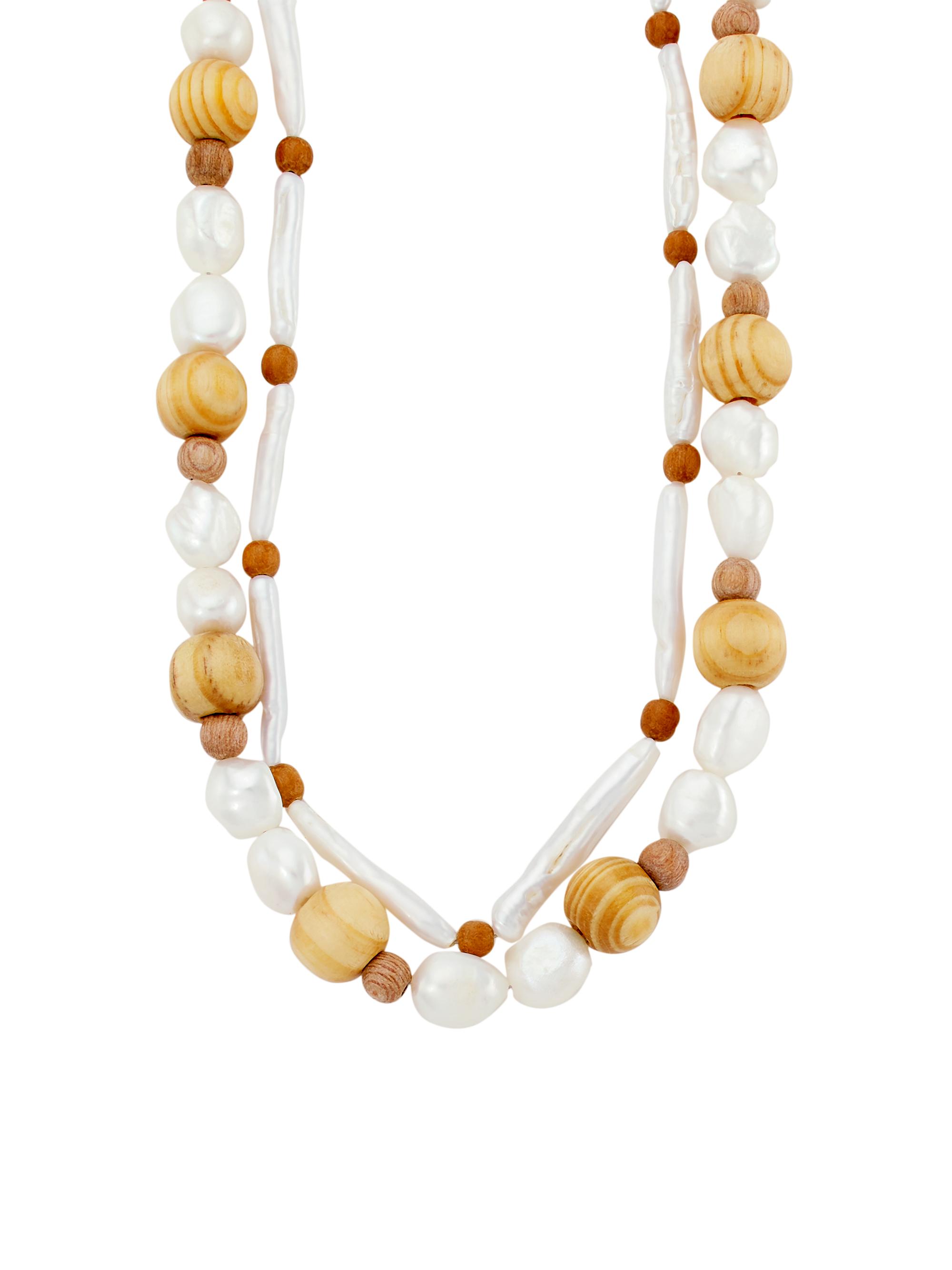 Dannijo Women's Aqua 2-Piece Wood & Pearl Necklace Set - Pearl