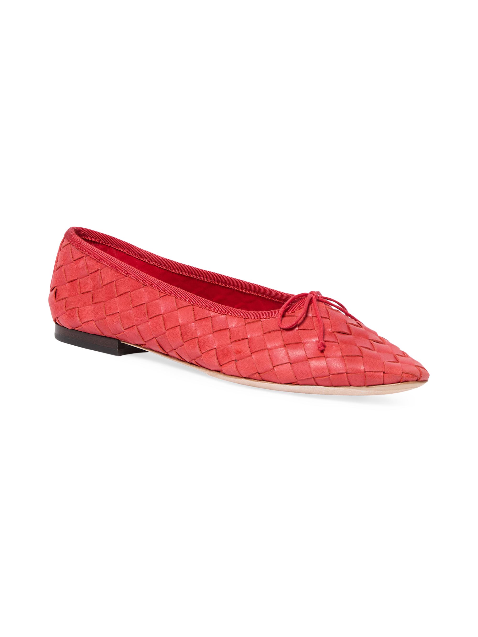 Loeffler Randall Women's Landrey Woven Leather Ballet Flats - Red - back view in Red