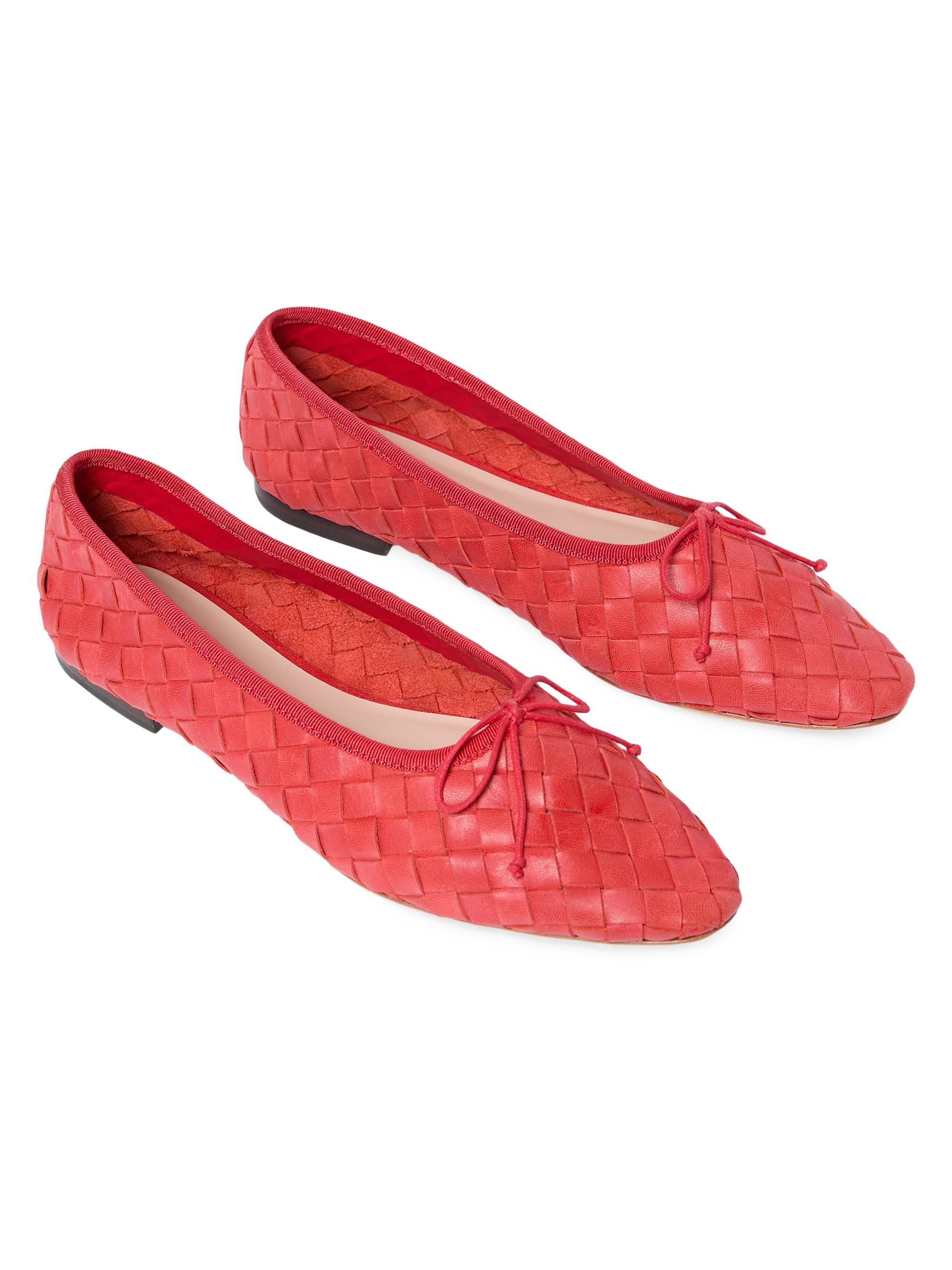 Loeffler Randall Women's Landrey Woven Leather Ballet Flats - Red - side view in Red
