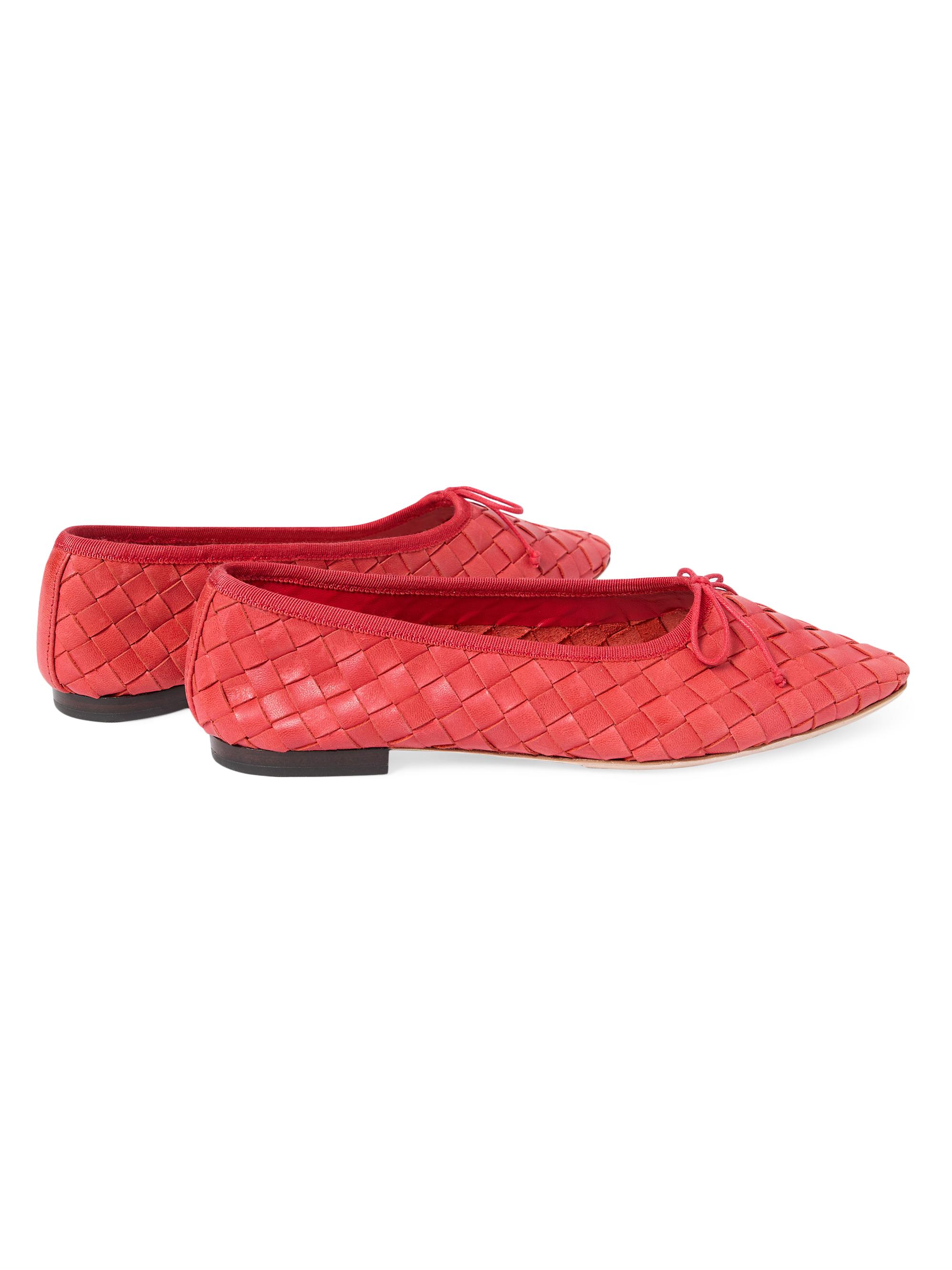 Loeffler Randall Women's Landrey Woven Leather Ballet Flats - Red - detail view in Red