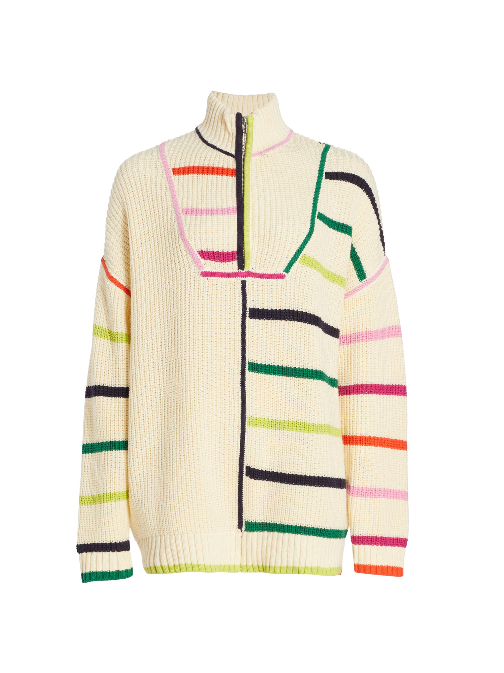 Staud Women's Hampton Striped Oversized Sweater - Cream Rainbow Multi