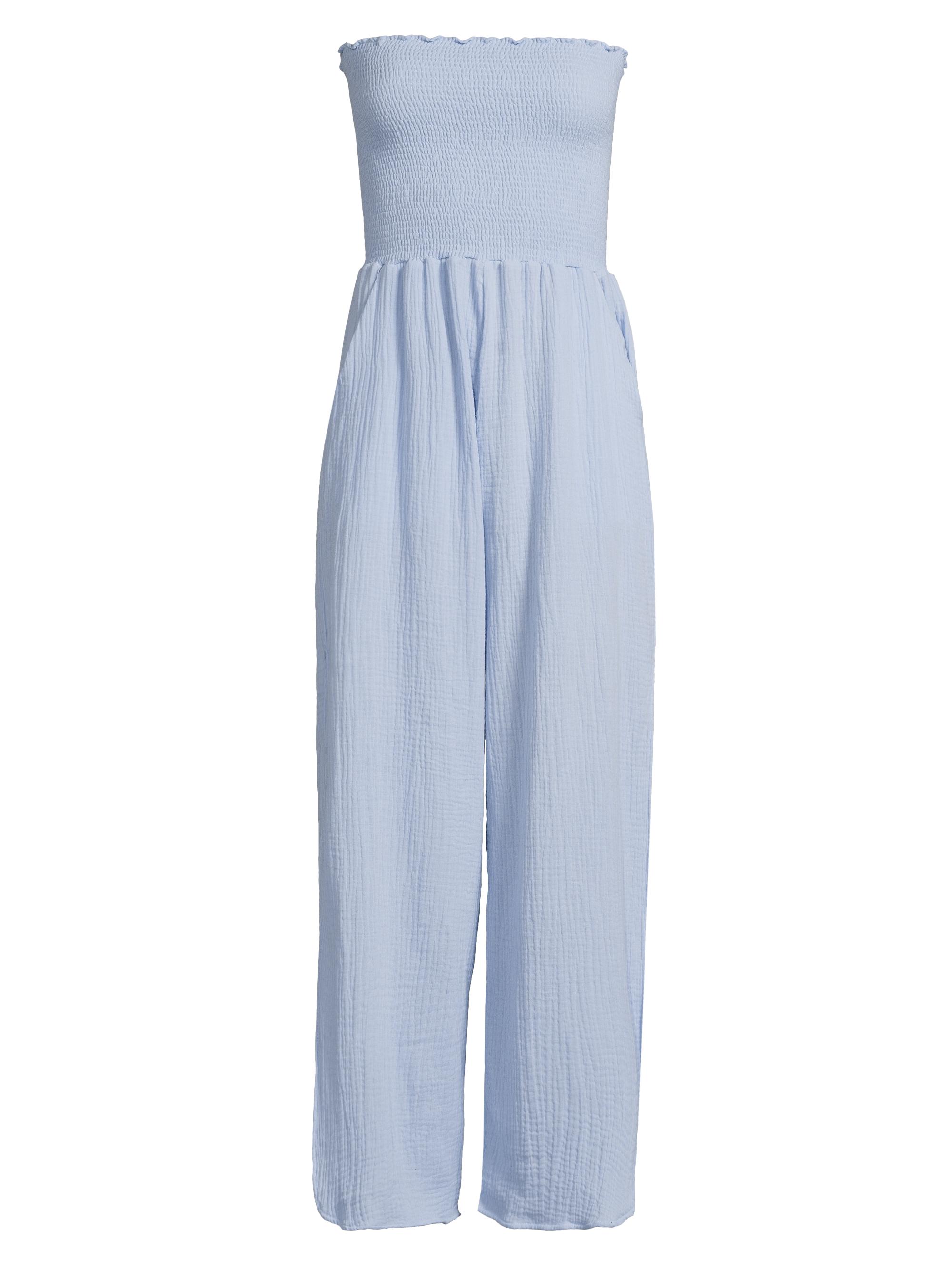 Peixoto Women's Harriet Tassel-Trimmed Smocked Jumpsuit - Cloud Blue Iris