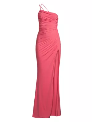 Katie May Women's Winnipeg One-Shoulder Ruched Gown - Coral
